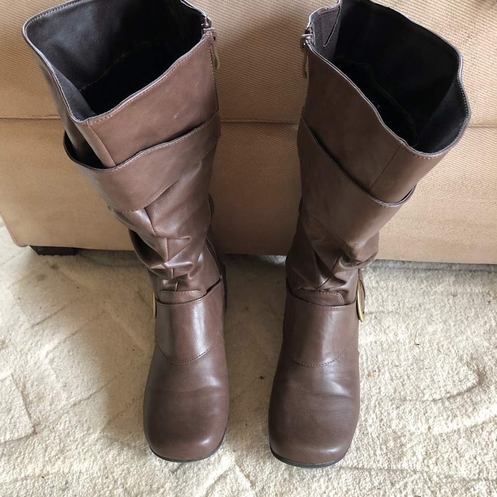 Brown Leather High Top Boots